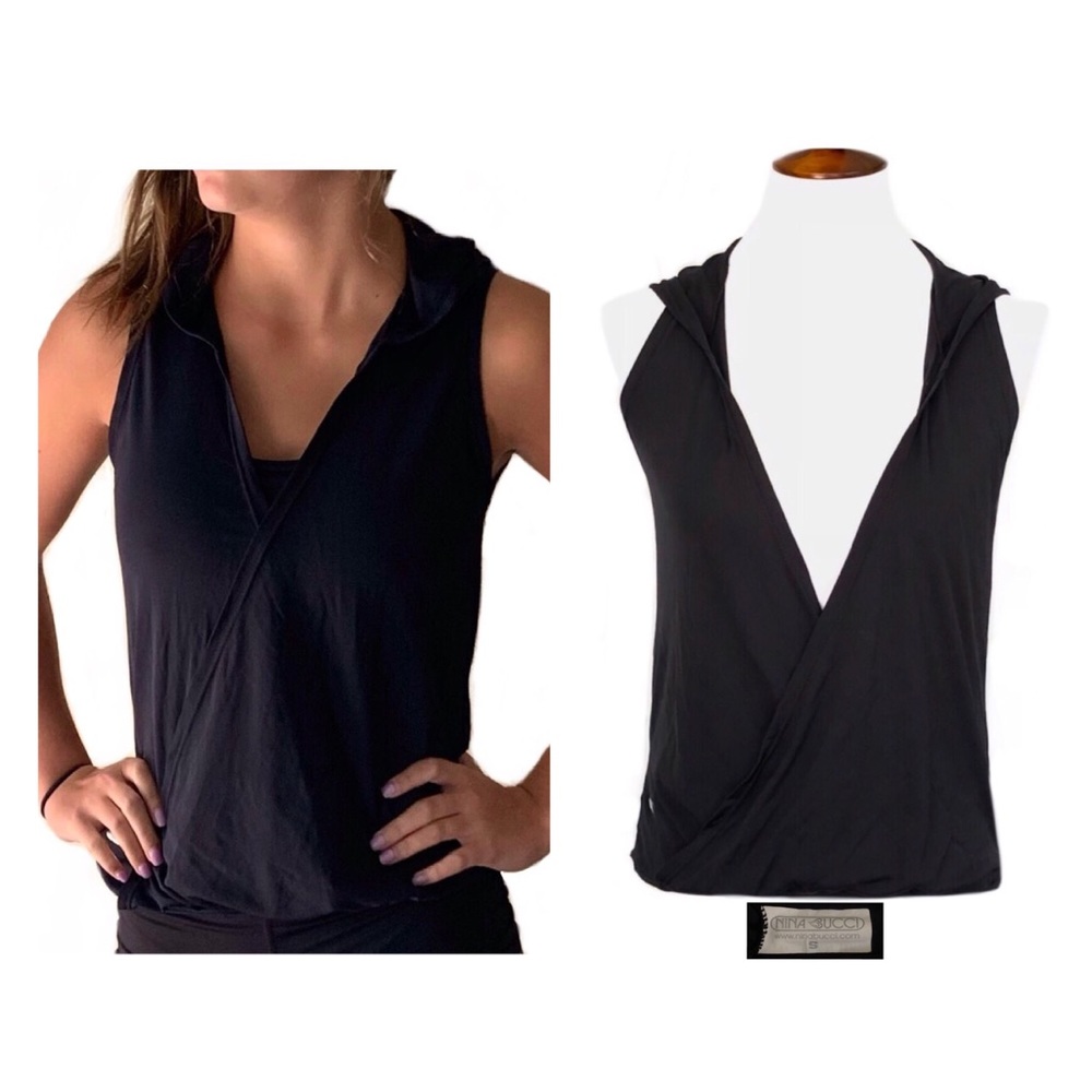 Nina bucci black hooded tank top